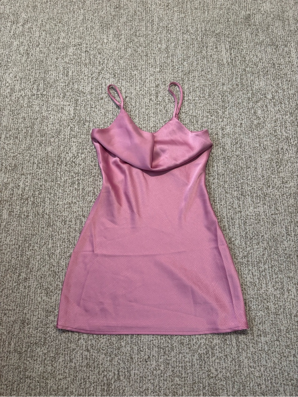 Satin Cowl Neck Pink Mini Dress